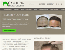 Tablet Screenshot of carolinahairsurgery.com